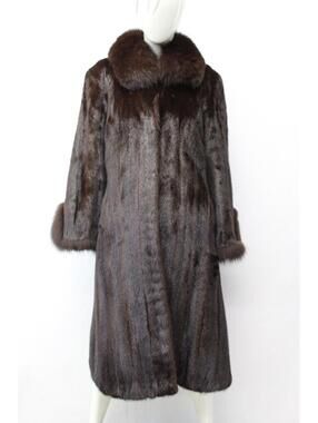 Excellent Canadian Dark Ranch Female Mink Fox Fur Coat Jacket Women Woman Size 4